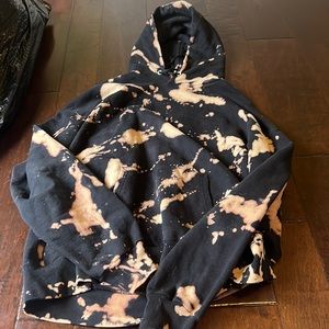 Hand made reverse tie die black bleach hoodie!
